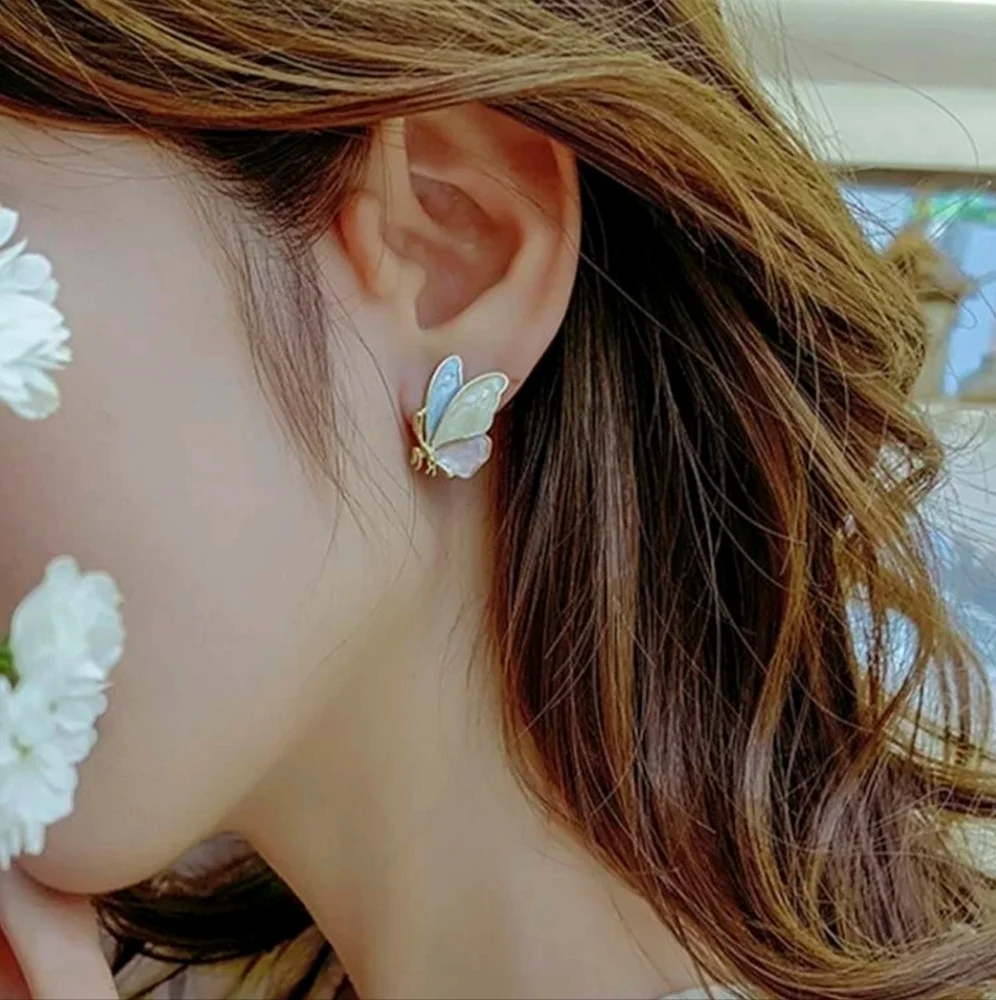 3/$30 butterfly enamel pastel earring studs - Picture 1 of 3